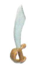Weapon, Melee: sword, cutlass with tarnished bronze hand guard in Silver (Metallic)