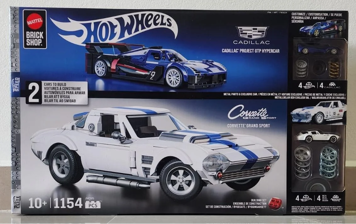 Mattel Brick Shop Hot Wheels Cadillac Project GTP Hypercar & Corvette Grand Sport
