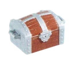 Container: coffer with lid, dark brown with dull silver hardware in Multicolored