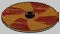 Weapon, Armor: Viking shield, stylized red and tan spiral in Brown, Milk Chocolate