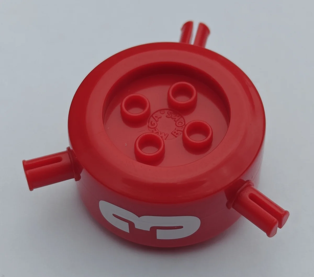 Cylinder 4 x 2 x 4 with radial axle pins, printed with ''3''