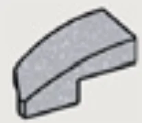 Slope brick 25 1 x 2 corner, curved slope, right in Gray, Steel