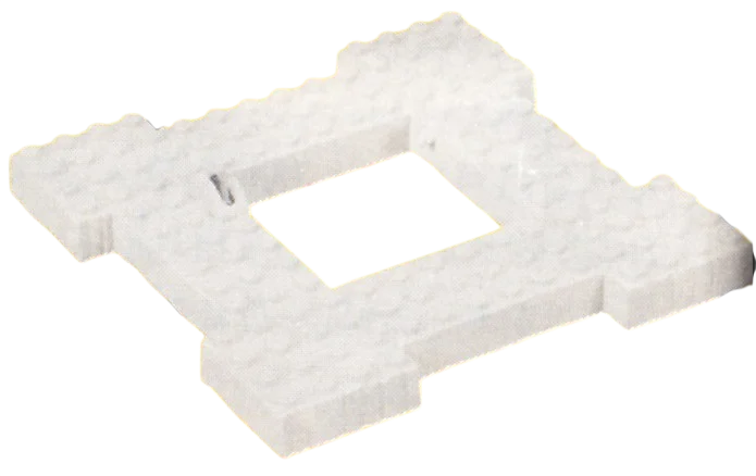 Brick 14 x 14 w/ 6 x 6 square hole at center, splintered wood in Gray