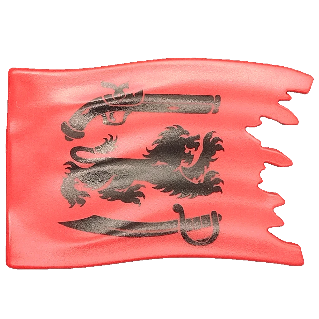 Flag/Banner: 1 x 4 mount, tattered, Privateers emblem in Red