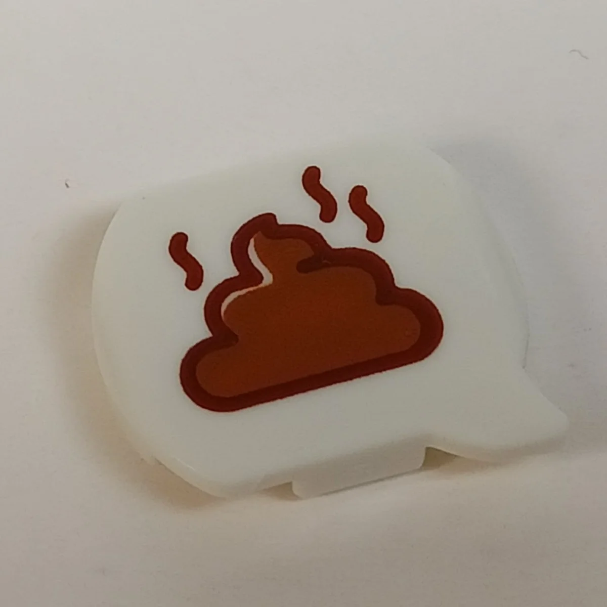 speech bubble, printed with steamy pile of poop in White