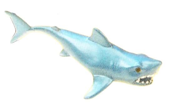Creature, complete: shark, great white with gray dorsal surface in Multicolored