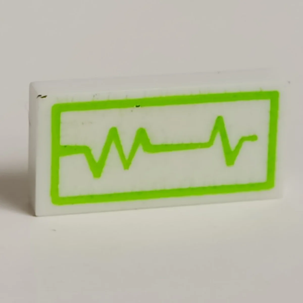 1 x 2 tile with green, spring heartbeat line, green, spring frame pattern in White