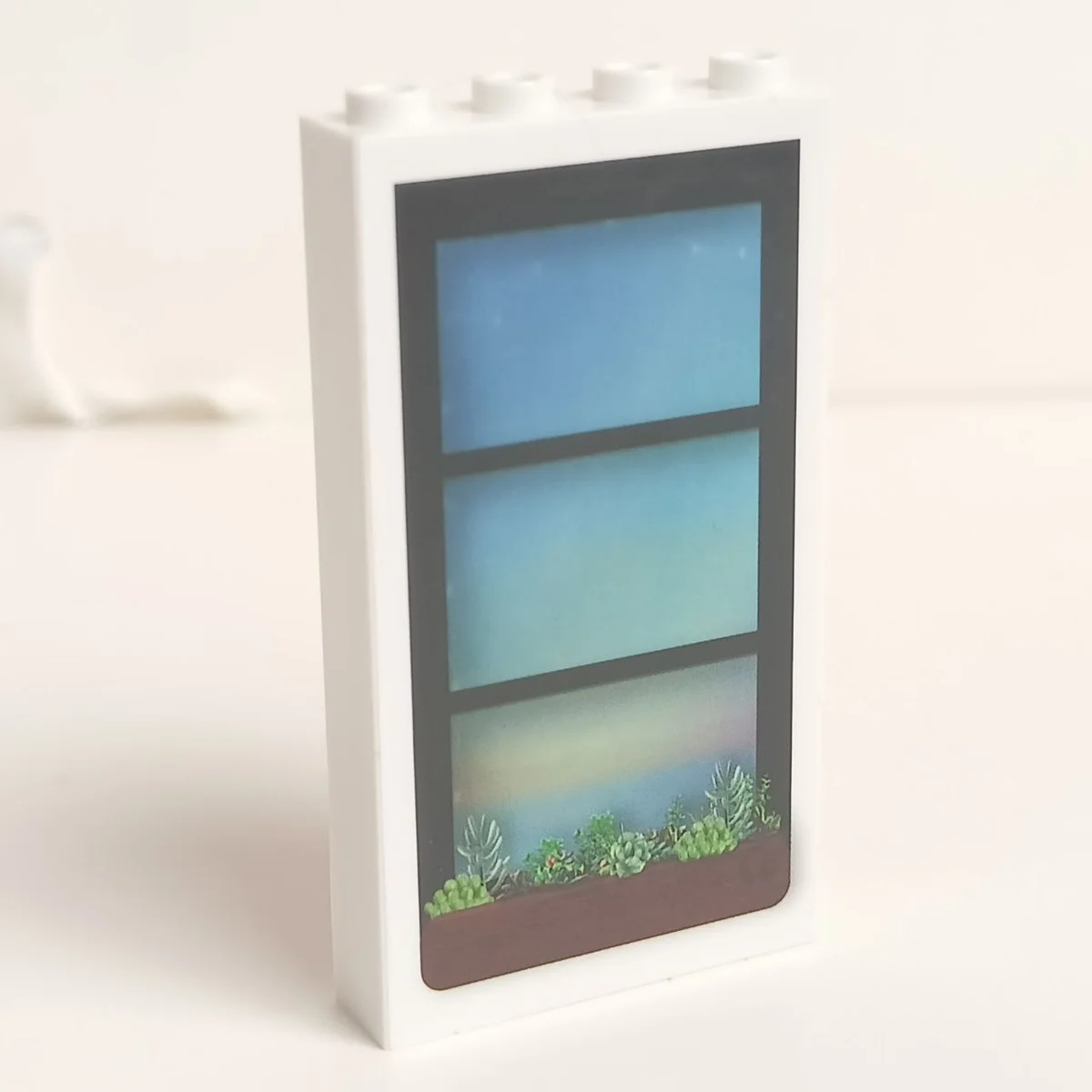 Wall 4 x 6 x 1 with stickered on window with plants in a window box on one side and party room on the other in White