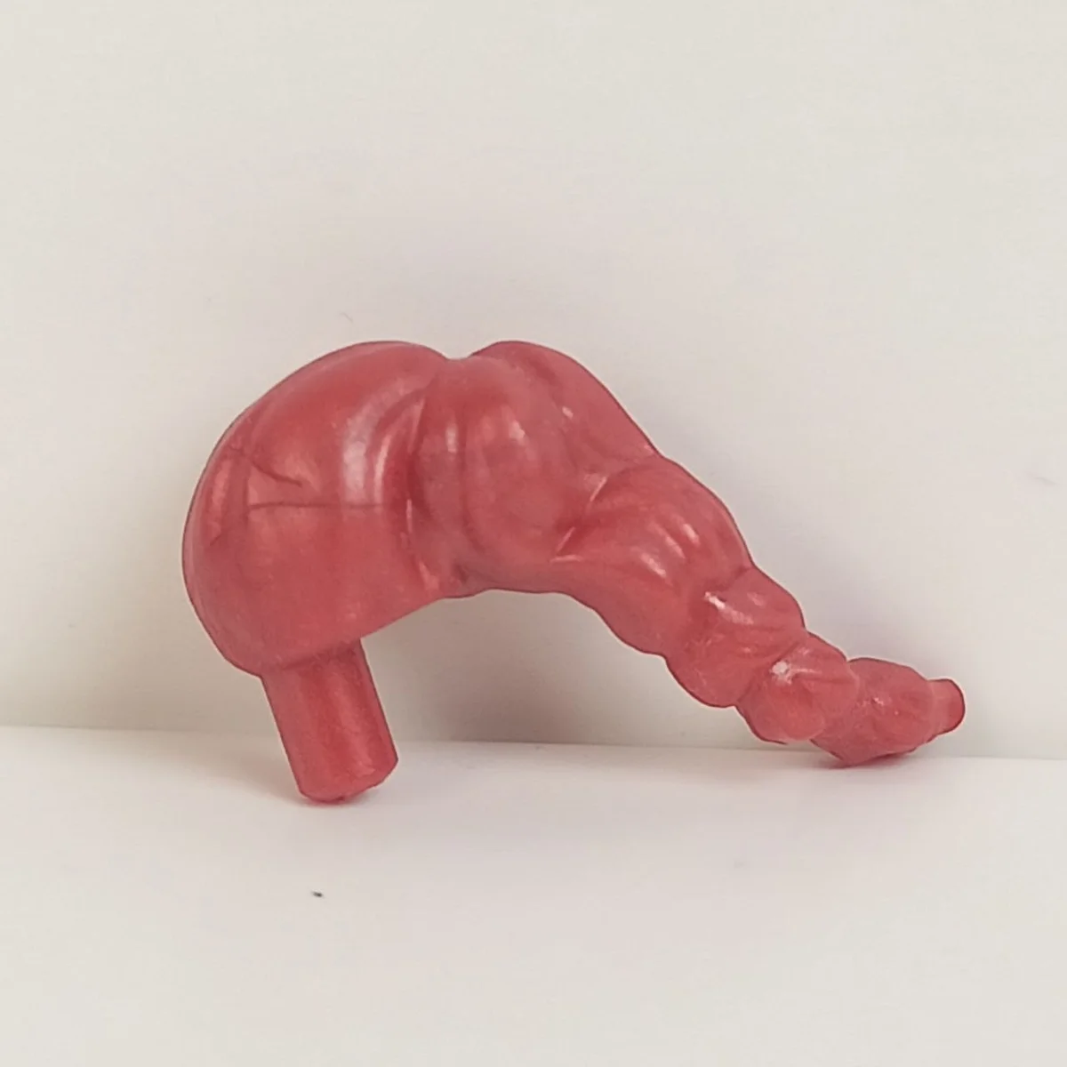 long tighted up ponytail with bar peg in Red, metallic