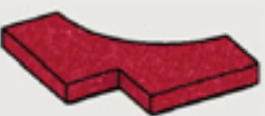 Tile 3 x 3 corner with round cutout in Red, Dark (Flake)
