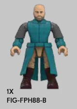 Figure, Viking: male, bald, gray beard, blue coat, chain sleeves