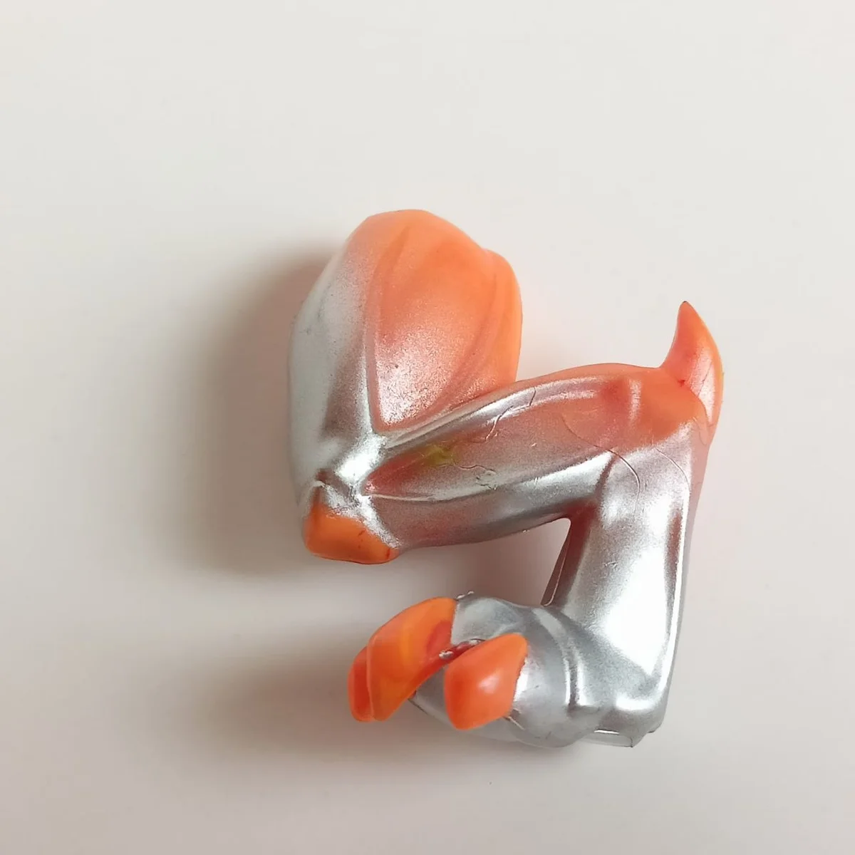 Left dragon leg with socket joint, Metallic silver lower half