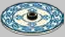 Weapon, Armor: Viking shield, blue knotwork on white background in White