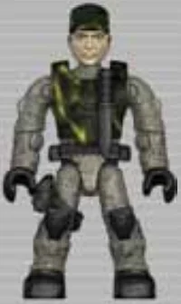 Figure, TERM: Resistance, gray fatigues & black cap, pale skin
