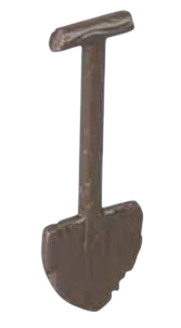 Tool: shovel with damaged blade in Brown, Dark