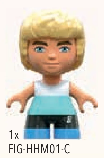 Ken UB, white shirt with light sky blue lower half and COLOR REVEAL pink stars, gray pants with barbie logo and violet boots, gold blond hair, blue eyes