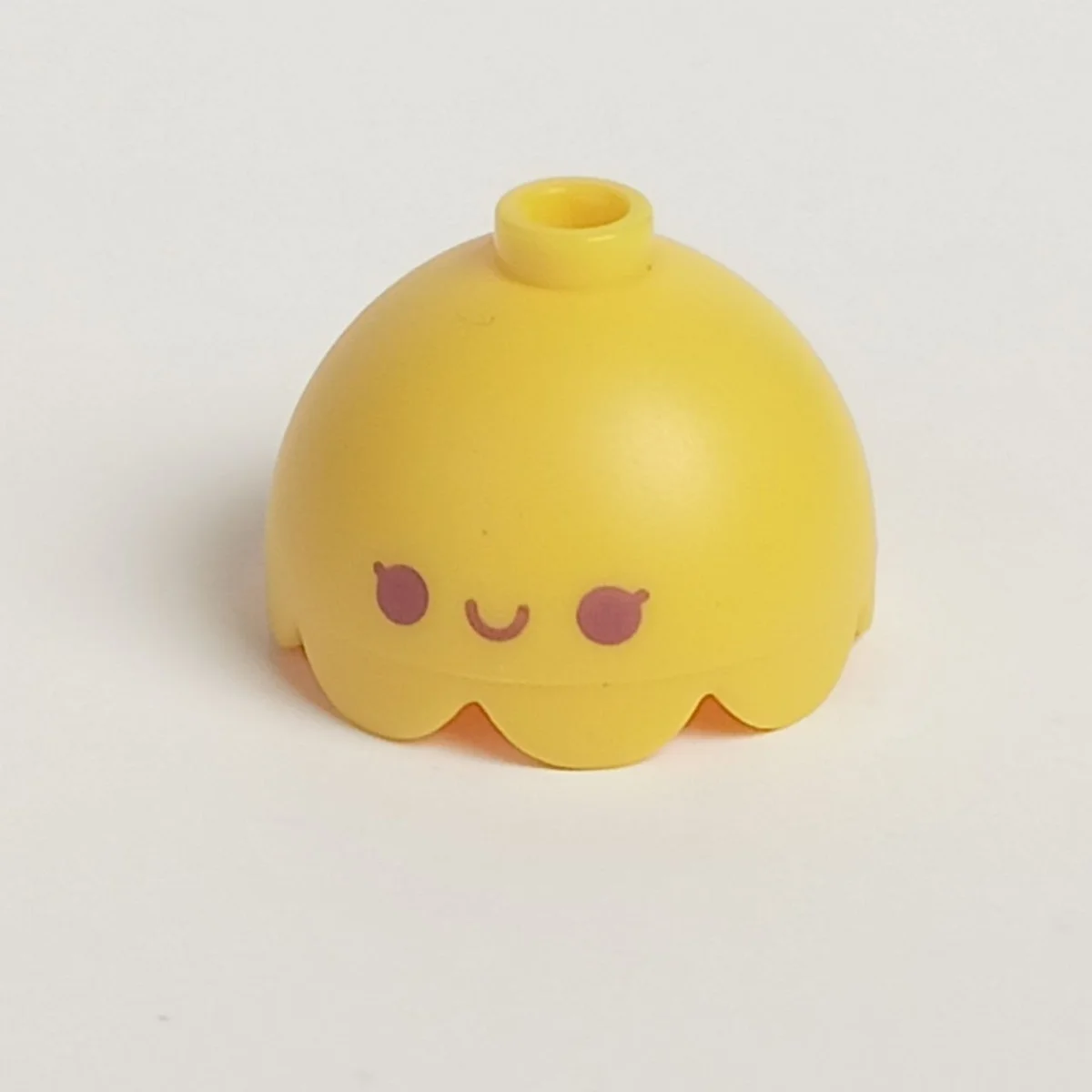 round lamp dome with skewed smile and eyelashes in magenta pattern in Yellow, Lemon