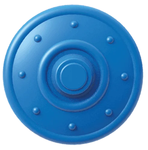 Weapon, Armor: shield, buckler, simple, with 8 rivets in Blue