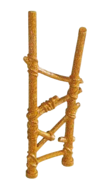 Wall 4 x 9 x 1 wooden branches with cord bindings and broken rung in Beige, Light Olive Drab