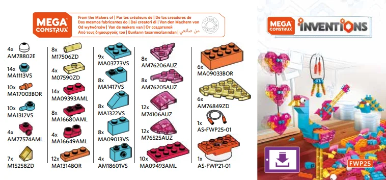 Instruction booklet for FWP25 Candy Brick Building Set