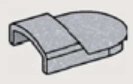 Tile 2 x 3 Half-Round w/ Transverse Arch on One End in Gray, Steel