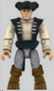 Figure, AC: sailor, black vest, white shirt, gray pants, tricorn