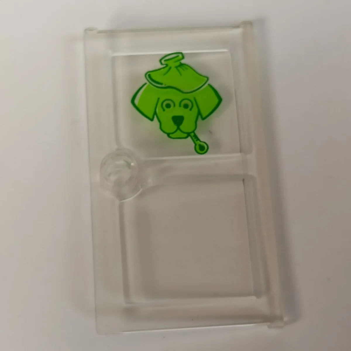 Door 4 x 5 x 1, printed with sick green dog icon with deep green outline pattern fits AM79239 in Clear (Translucent)
