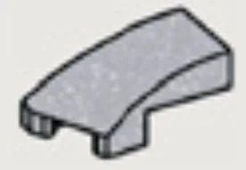Slope brick 25 1 x 2 corner, curved slope, left in Gray, Steel