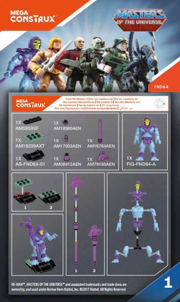 Instruction booklet for FND64 Skeletor