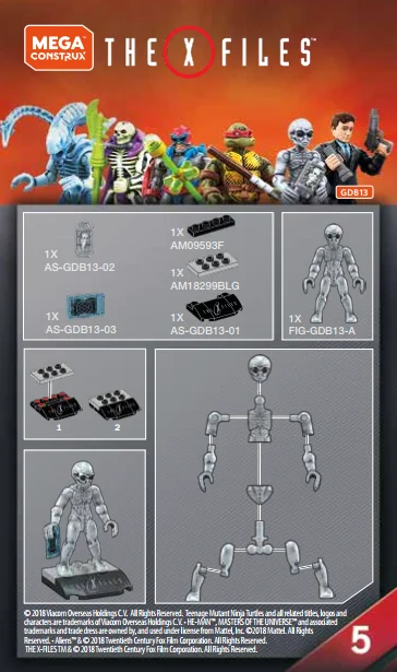 Instruction booklet for GDB13 Grey Alien