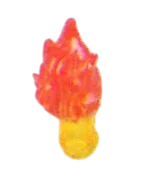 Scenery piece: flame, large on 1 x 1 base, red & yellow in Multicolored