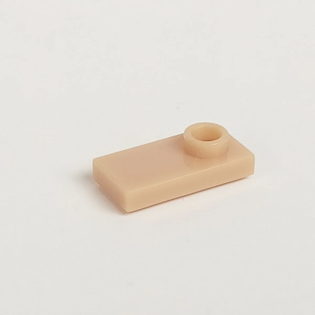 Plate Modified 1 x 2 with one stud, offset in Brown, Light Tan