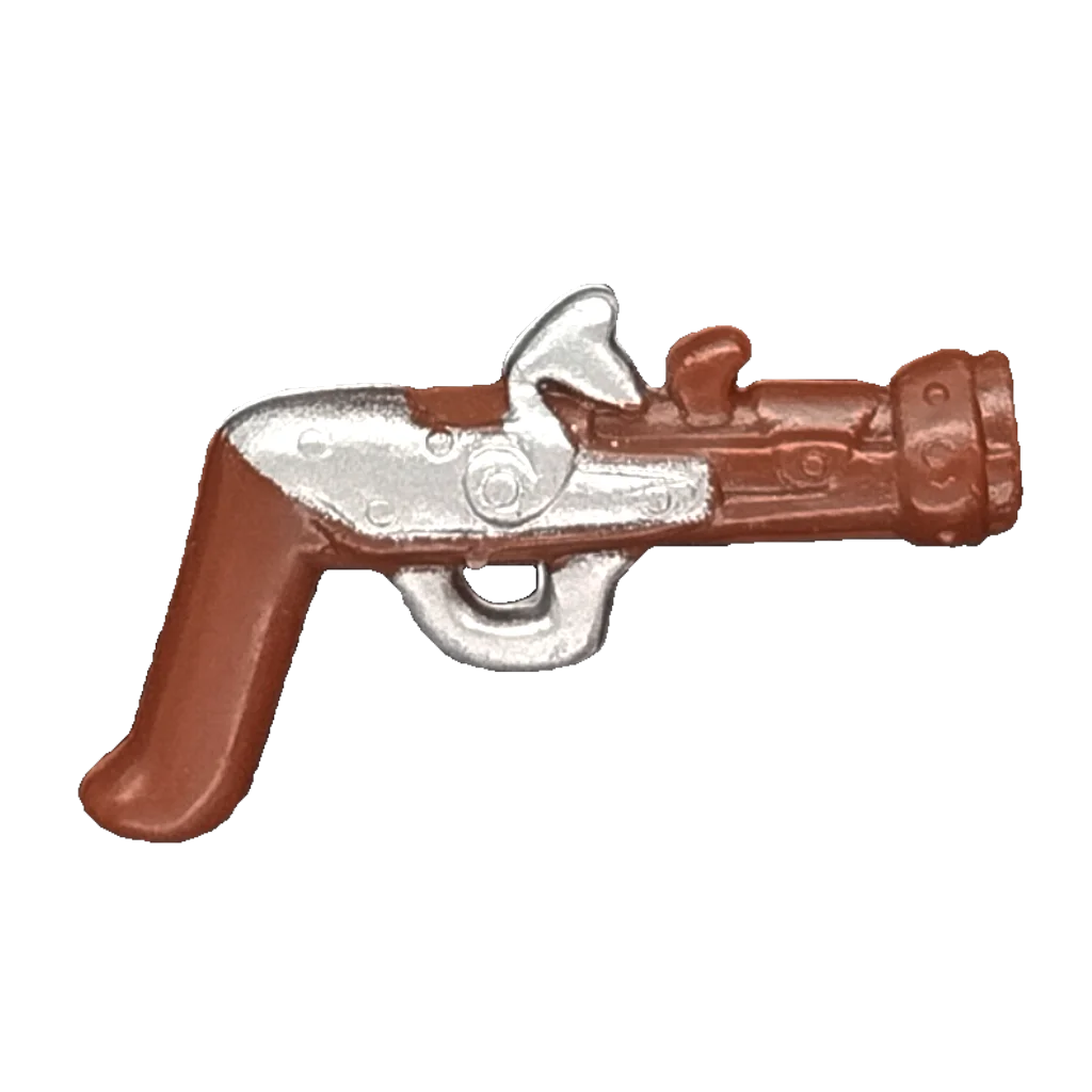 Weapon, Firearm: pistol, flintlock in Brown, Reddish (+ Silver Paint)