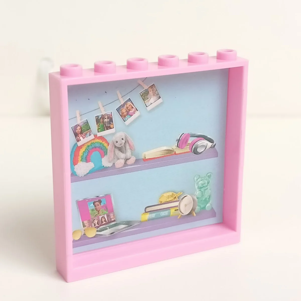 Wall 6 x 5 x 1 with stickered on balcony with a door on one side and a bedroom medium blue wall on the other in Pink, Rose