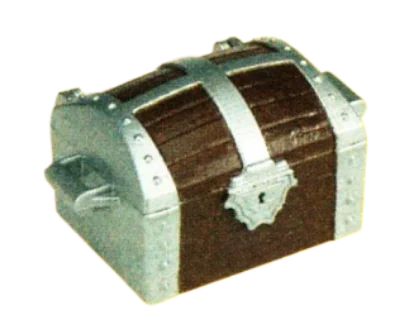 Container: coffer with lid, dark brown with dull silver hardware in Multicolored
