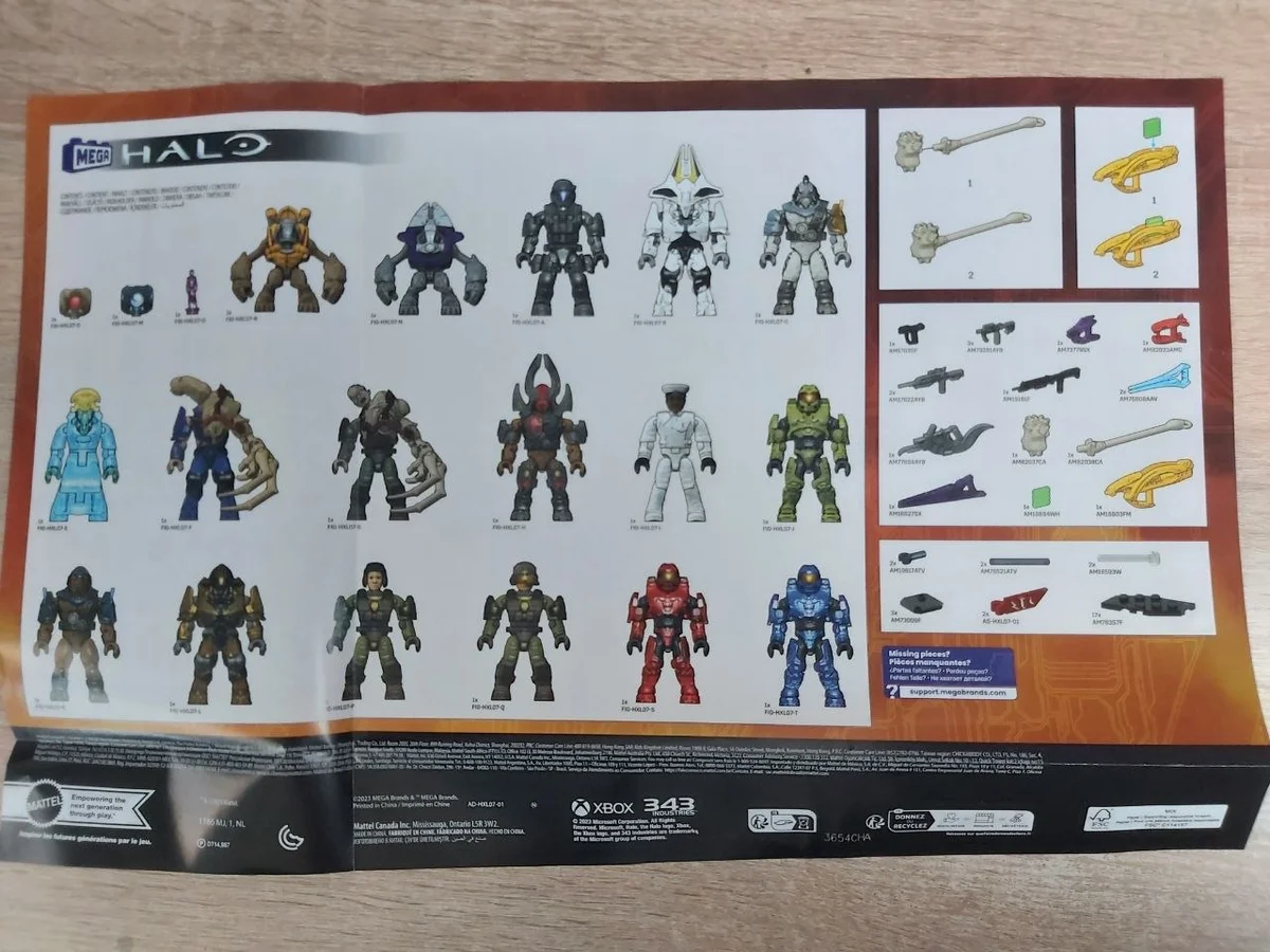Instruction booklet for HXL07 Halo Halo 2 Character Pack