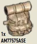 Gear: backpack with bedroll atop in Brown, Teak