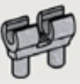 Connector: pins with double clip in Gray, Steel