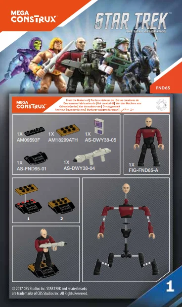 Instruction booklet for FND65 Captain Picard