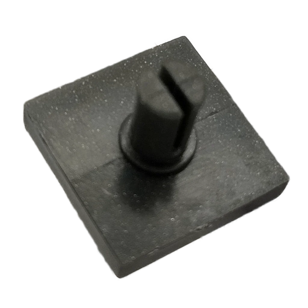 Tile 2 x 2 with vertical axle pin Connector in Metal, Gunmetal (Metallic)