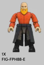 Figure, Viking: male, bald, blond beard, rust-colored shirt